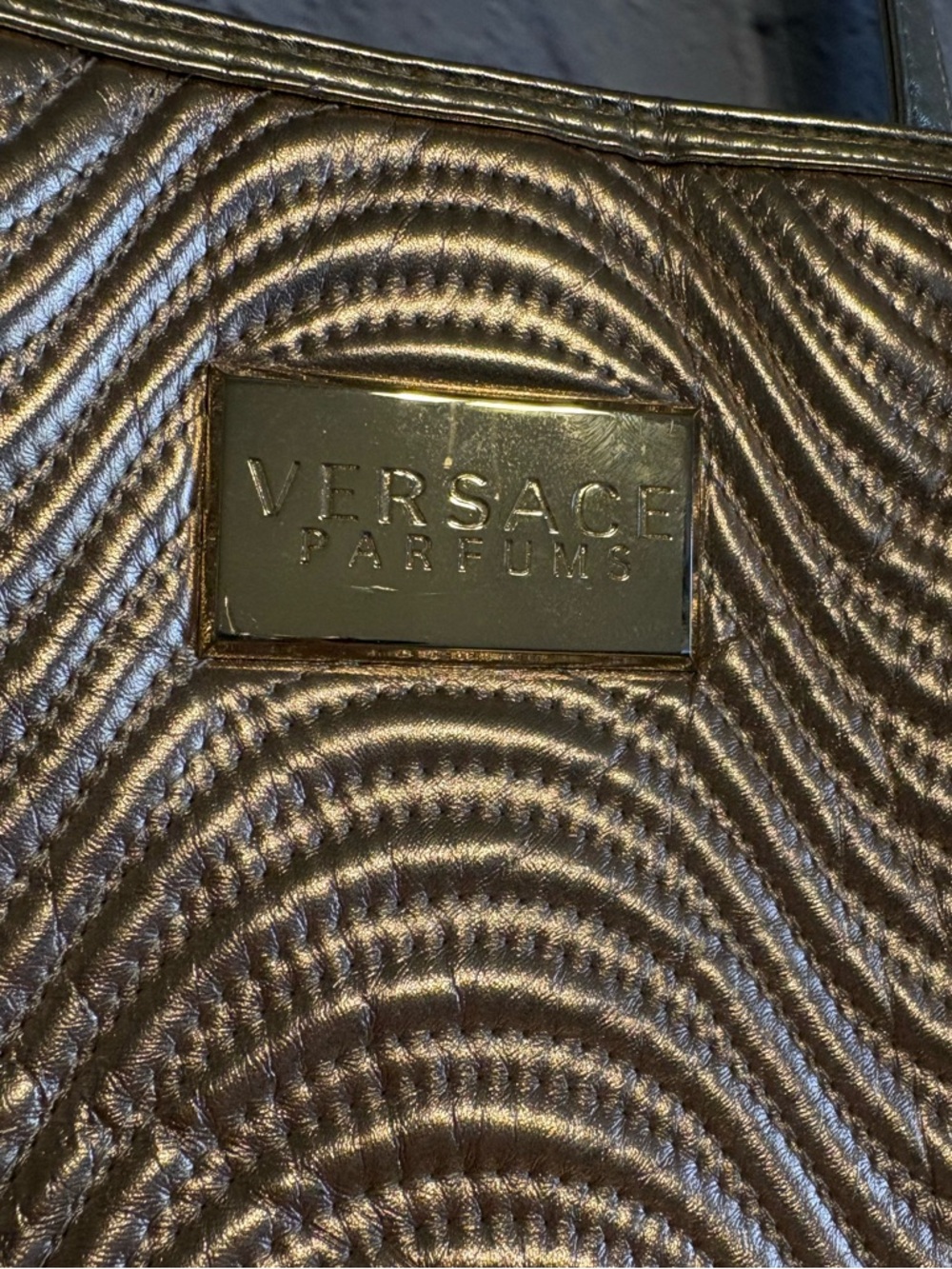 Versace Parfums Shimmery Gold Wave-Texture Tote Bag - Picture 5 of 13